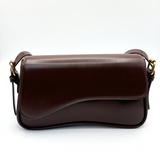 Curved Baguette Bag in Dark Brown