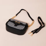 Houndstooth Shoulder Bag in Black & White - svnx