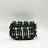 Knit Check Shoulder Bag in Khaki Green