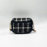 Knit Check Shoulder Bag in Black White