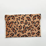 Leopard Envelope Clutch Bag In Brown