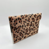 Leopard Envelope Clutch Bag In Brown
