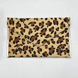 Leopard Envelope Clutch Bag In Light Beige