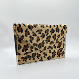 Leopard Envelope Clutch Bag In Light Beige