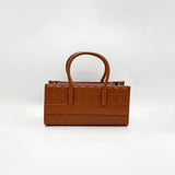 Faux Leather Luxe Quilted Top‑Handle Crossbody Bag in Brown
