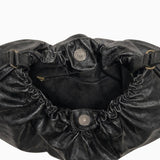 Buckle Gathered Shoulder Bag in Black