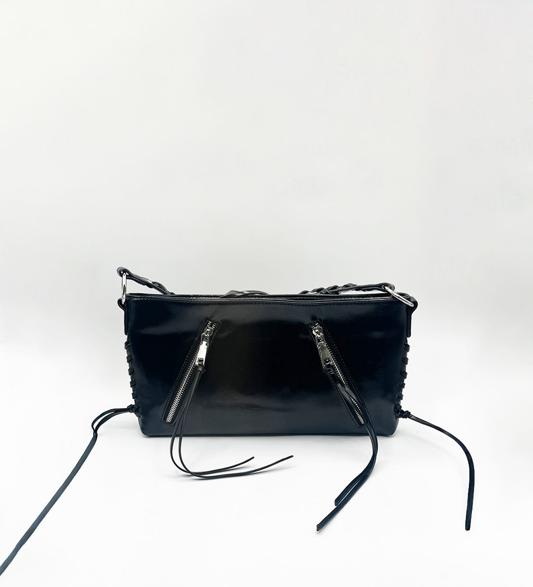 Tassel Shoulder Bag with Chain Strap in Black