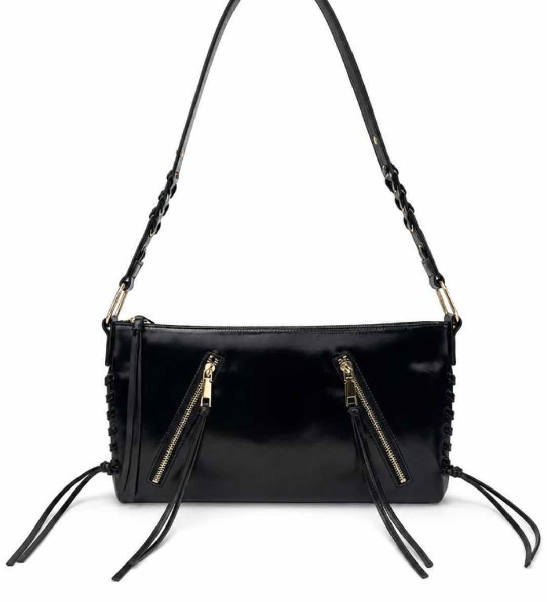 Tassel Shoulder Bag with Chain Strap in Black