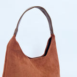 Suede Hobo Shoulder Bag in Tan