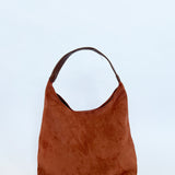 Suede Hobo Shoulder Bag in Tan