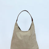 Suede Hobo Shoulder Bag in Beige - svnx
