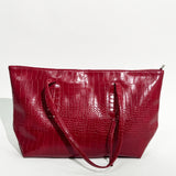 Croc Patent Tote Bag in Dark Red