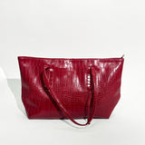 Croc Patent Tote Bag in Dark Red