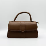 Small Crossbody Hard Top Handle Bag in Brown - svnx