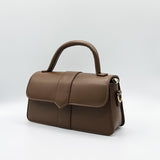 Small Crossbody Hard Top Handle Bag in Brown - svnx