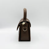 Small Crossbody Hard Top Handle Bag in Brown - svnx