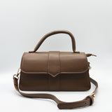 Small Crossbody Hard Top Handle Bag in Brown - svnx