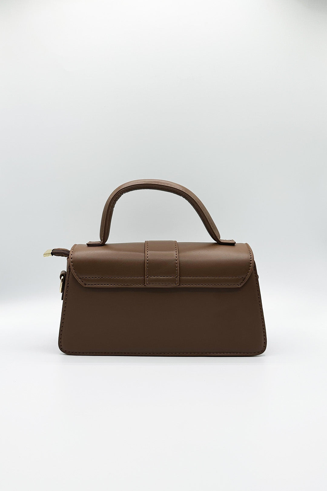 Small Crossbody Hard Top Handle Bag in Brown - svnx