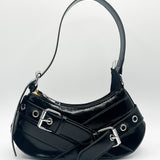 Patent Buckle Shoulder Bag in Black