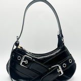 Patent Buckle Shoulder Bag in Black