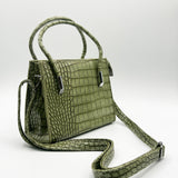 Mini Croc Crossbody Bag in Sage