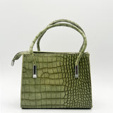 Mini Croc Crossbody Bag in Sage