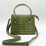 Mini Croc Crossbody Bag in Sage