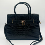 Croc Buckle Tote Bag in Black