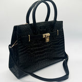 Croc Buckle Tote Bag in Black