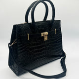 Croc Buckle Tote Bag in Black