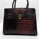 Croc Buckle Tote Bag in Brown