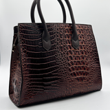 Croc Buckle Tote Bag in Brown