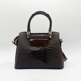 Patent Croc Top Handle Bag in Brown