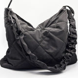 Nylon Quilted Shoulder Bag with Ruched Strap
