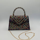 Multicolour Embellished Top Handle Bag