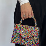 Multicolour Embellished Top Handle Bag