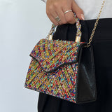 Multicolour Embellished Top Handle Bag