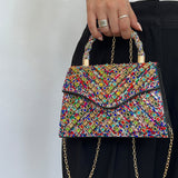 Multicolour Embellished Top Handle Bag