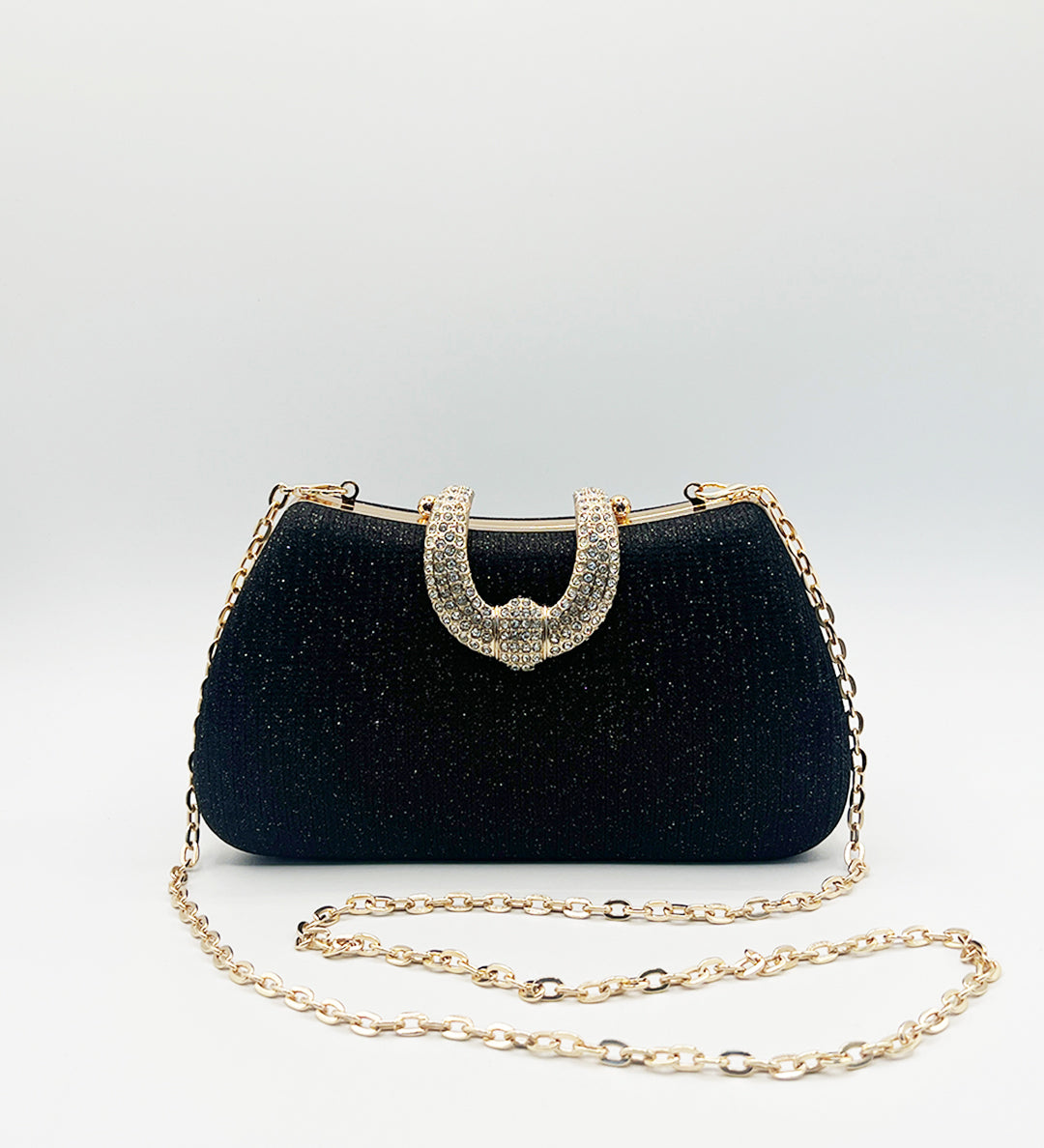 Black Shimmer Clutch Bag - svnx
