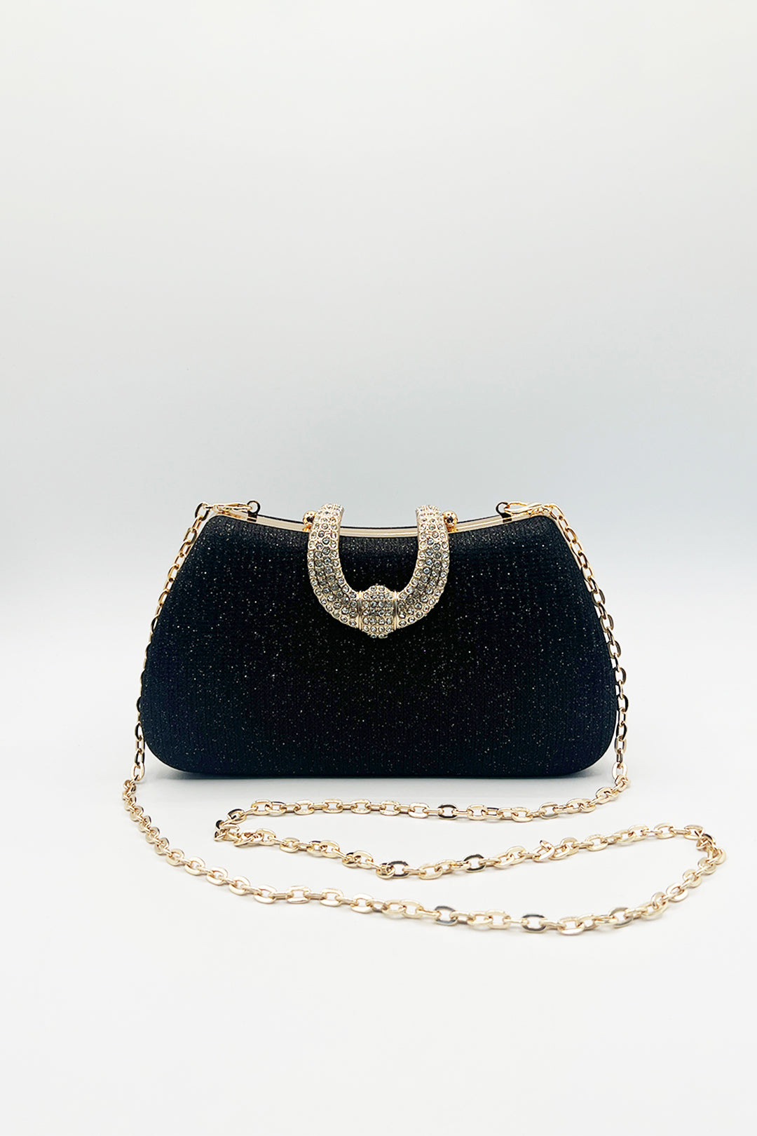 Black Shimmer Clutch Bag - svnx