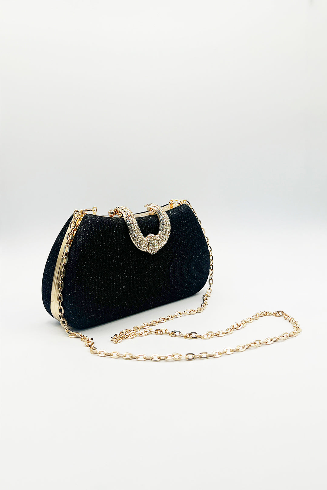 Black Shimmer Clutch Bag - svnx