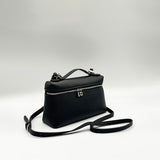 Faux Leather Crossbody Satchel In Black