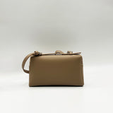 Faux Leather Crossbody Satchel In Beige