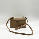 Faux Leather Crossbody Satchel In Beige