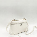 Faux Leather Crossbody Satchel In Off White