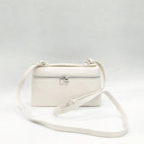 Faux Leather Crossbody Satchel In Off White