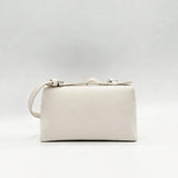 Faux Leather Crossbody Satchel In Off White