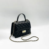 Quilted Top Handle Bag In Black