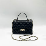 Quilted Top Handle Bag In Black