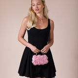 Organza 3D Rose Clutch In Pink